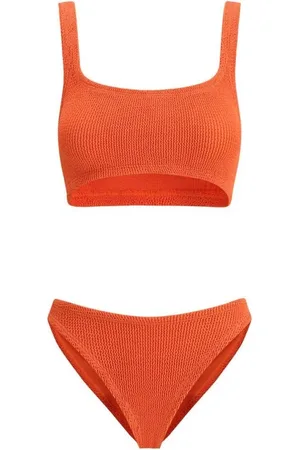 Hunza G Stroje kąpielowe, Kobieta, Pomarańczowy, ONE SIZE, Falbana Crinkle Off-Shoulder Kostium Kąpielowy