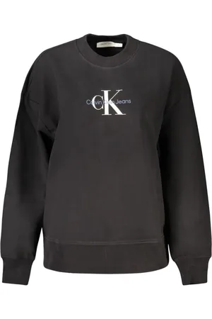 Calvin Klein Bluzy, Kobieta, Czarny, M, Bawełna, Czarny baweniany sweter dla kobiet