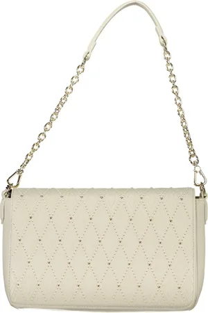 Valentino by Mario Valentino Torebki, Kobieta, Biały, ONE SIZE, Len, Biała Torba na Ramię z Rzemieniem na Łańcuszku