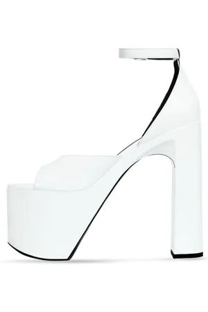Balenciaga Buty, Kobieta, Biały, 38 EU, Len, Biała Sandał z Regulowanym Paskiem