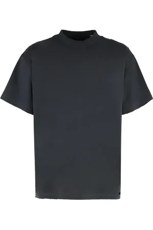 Balenciaga Koszulki, Mężczyzna, Czarny, M, Len, Zniszczony Bawełniany T-shirt z okrągłym dekoltem