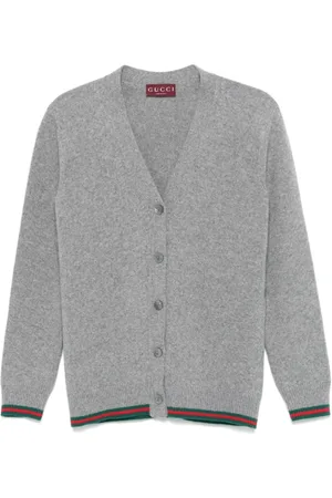 Gucci Swetry, Kobieta, Szary, S, Kaszmir, Jasnoszary Sweter z Dekoltem w serek