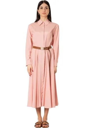 Max Mara Sukienki, Kobieta, Różowy, L, Sukienka koszulowa z popeliny w pudrowym różu