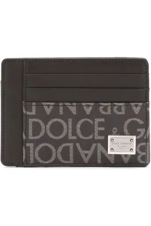 Dolce & Gabbana Akcesoria, Mężczyzna, Czarny, ONE SIZE, Czarna Monogram Portfel Sloty na Karty