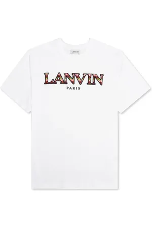Lanvin Koszulki, Mężczyzna, Biały, M, Koszulka z haftowanym logo