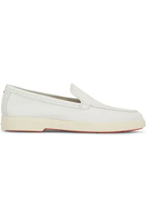 santoni Buty, Kobieta, Biały, 38 1/2 EU, Białe Skórzane Mokasyny wsuwane