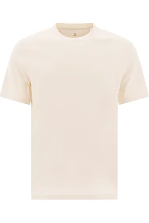 Brunello Cucinelli Koszulki, Mężczyzna, Beżowy, M, Beżowy T-shirt z Okrągłym Dekoltem Krótkie Rękawy