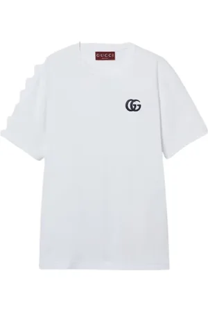 Gucci Koszulki, Mężczyzna, Biały, L, Haftowany T-shirt z okrągłym dekoltem w białym