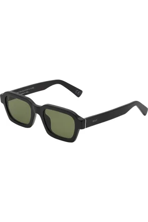 Retrosuperfuture Akcesoria, Mężczyzna, Czarny, ONE SIZE, Nylon, Prostokątne czarne okulary przeciwsłoneczne z zielonymi soczewkami