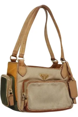 Prada Pre-owned, Kobieta, Beżowy, ONE SIZE, Skóra, Pre-owned Canvas handbags