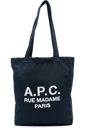 A.P.C. Torebki, Kobieta, Niebieski, ONE SIZE, Niebieska Torba z Kanwy z Haftowanym Logo