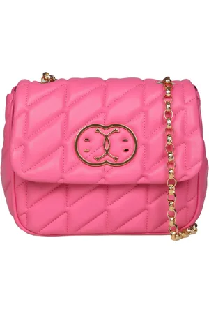 Moschino Torebki, Kobieta, Różowy, ONE SIZE, Różowa Pikowana Torba na Ramię z Zamknięciem ze Śmieszną Twarzą