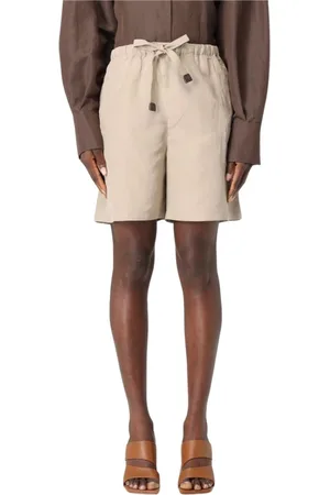 Max Mara Szorty, Kobieta, Beżowy, XS, Eleganckie Szorty z Detailem Liny
