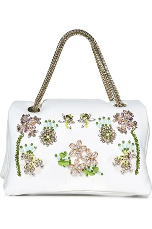 Giambattista Valli Torebki, Kobieta, Biały, ONE SIZE, Ivory Kopertówka z Kwiatami ze Strasem