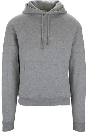 Saint Laurent Bluzy, Mężczyzna, Szary, M, Bluza z kapturem z haftowanym logo