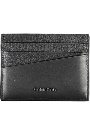 Calvin Klein Akcesoria, Mężczyzna, Czarny, ONE SIZE, Skóra, Elegancki portfel na karty z czarnego skóry