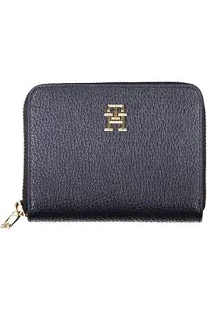Tommy Hilfiger Akcesoria, Kobieta, Niebieski, ONE SIZE, Len, Niebieski Portfel z Detalem Logo