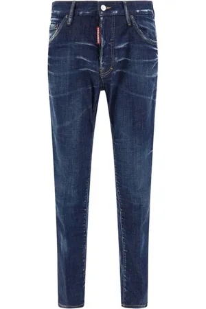 Dsquared2 Jeansy, Mężczyzna, Niebieski, S, Bawełna, Jeansyy bawełniane Cool Guy z naszywką skórzaną