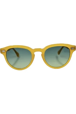 MOSCOT Akcesoria, unisex, Żółty, ONE SIZE, Len, Ręcznie robione włoskie okulary przeciwsłoneczne stylu Panto