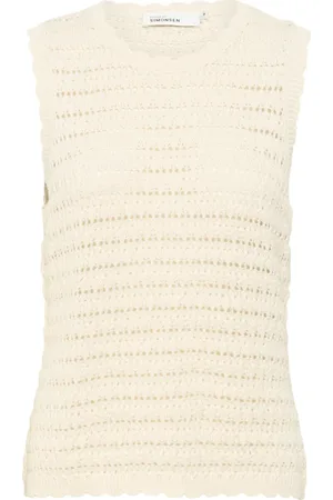 Karen by Simonsen Koszulki, Kobieta, Beżowy, S, Cropped Top Blouse Egret
