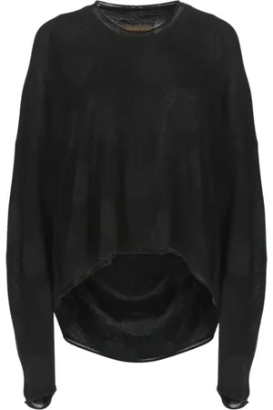 UMA WANG Swetry, Kobieta, Czarny, M, Elegancki Czarny Top z Dekoltem w Serek