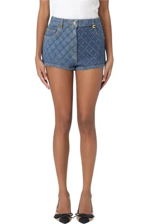 Elisabetta Franchi Szorty, Kobieta, Niebieski, W27, Pikowane Szorty Jeansyowe