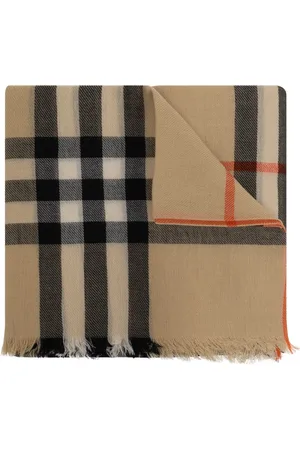 Burberry Akcesoria, unisex, Beżowy, ONE SIZE, Wełniany szal ze wzorem w kratę