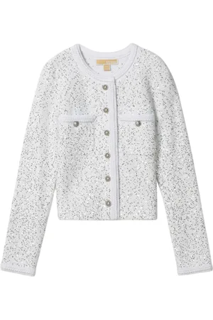 Michael Kors Swetry, Kobieta, Biały, M, Kardigan z cekinami Biała Sweter