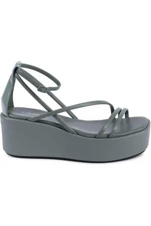 Calvin Klein Buty, Kobieta, Zielony, 37 EU, Zielona Platforma Koturnowa Sandał