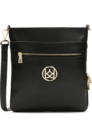 Kazar Torebki, Kobieta, Czarny, ONE SIZE, Skórzana torba kurierska z dużym monogramem