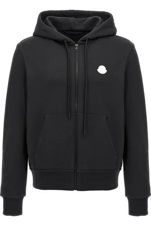 Moncler Bluzy, Mężczyzna, Czarny, L, Czarna bluza z kapturem i zamkiem błyskawicznym