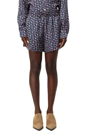 A.P.C. Szorty, Kobieta, Niebieski, S, Jedwabne Szorty Paisley Print Luźny Krój
