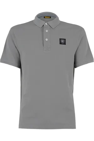 Blauer Koszulki, Mężczyzna, Szary, L, Bawełna, Polo z Logo Tarcza Szara Mężczyźni