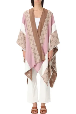 Liu Jo Kurtki, Kobieta, Wielobarwność, ONE SIZE, Elegant Color Block Poncho Logo Print