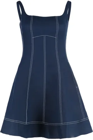 Tommy Hilfiger Sukienki, Kobieta, Niebieski, S, Sofia Richie Sukienka lniana z widocznym szyciem