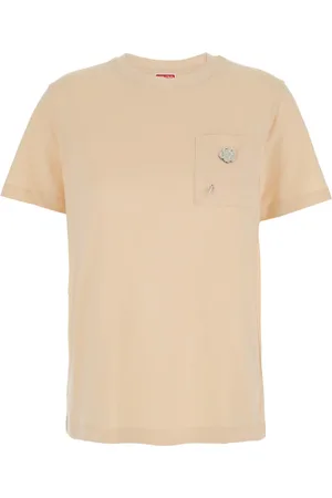 Kenzo Koszulki, Kobieta, Beżowy, S, Kwiatowy luźny T-shirt