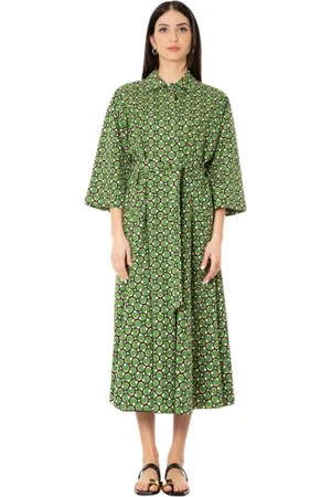 Max Mara Sukienki, Kobieta, Zielony, M, Sukienka Geometryczna z Zielonymi Szczegółami