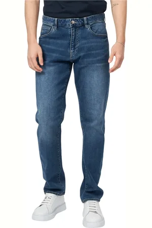 Armani Exchange Jeansy, Mężczyzna, Niebieski, W33, Niebieskie Jeansyy z Haftowanym Logo