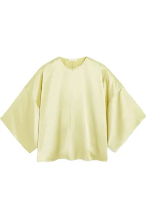 By Malene Birger Bluzki, Kobieta, Żółty, M, Len, Bluzka z satyny z szerokimi rękawami
