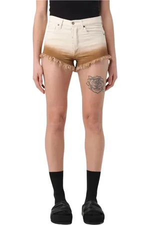 Alanui Szorty, Kobieta, Biały, W27, Denim, Frayed Hem Dip Dye Denim Shorts
