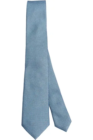 Ermenegildo Zegna Akcesoria, Mężczyzna, Niebieski, ONE SIZE, Niebieski Jedwabny Krawat Geometria