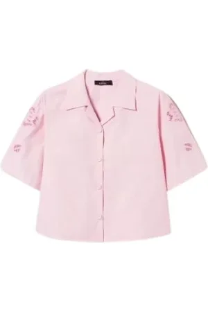 Twin-Set Bluzki, Kobieta, Różowy, S, Koszula z Popeliny dla Kobiet