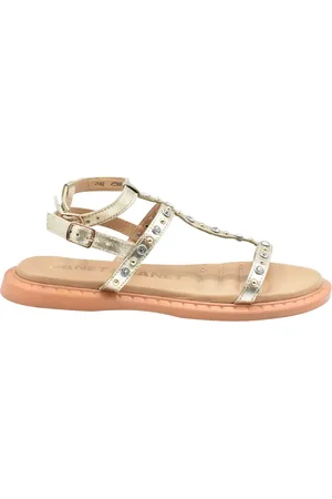 Janet&Janet Buty, Kobieta, Żółty, 37 EU, Złote płaskie buty dla kobiet