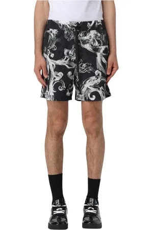 VERSACE Szorty, Mężczyzna, Czarny, S, Kąpielówki z barokowym nadrukiem