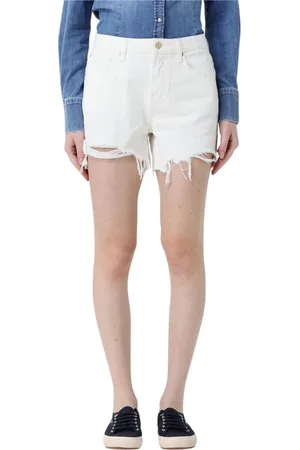 7 for all Mankind Szorty, Kobieta, Biały, W27, Denim, Białe zniszczone szorty dżinsowe
