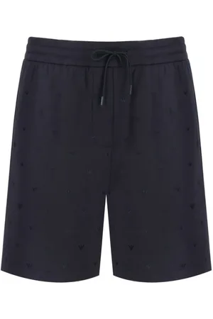 Emporio Armani Szorty, Mężczyzna, Niebieski, L, Granatowe szorty z monogramem