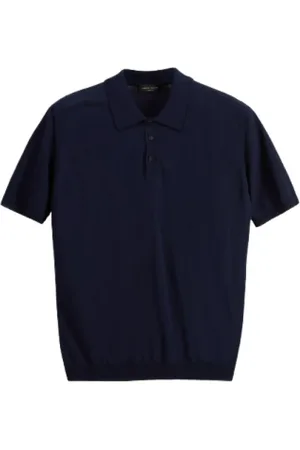 Roberto Collina Koszulki, Mężczyzna, Niebieski, XL, Niebieska Koszulka Polo z Przodem na Guziki