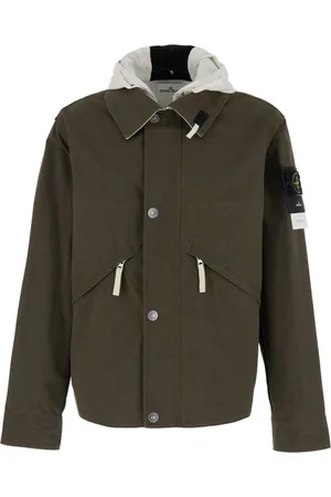 Stone Island Kurtki, Mężczyzna, Zielony, M, Zielona Kurtka z Logiem na Kapturze