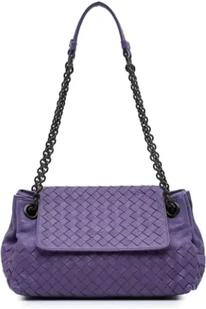 Bottega Veneta Pre-owned, Kobieta, Fioletowy, ONE SIZE, Skóra, Pre-owned skórzane torby na ramię
