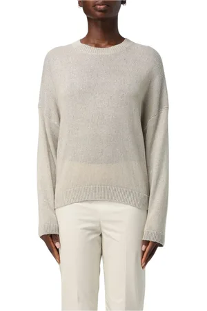 Brunello Cucinelli Swetry, Kobieta, Szary, M, Beżowy Sweter z Lnu